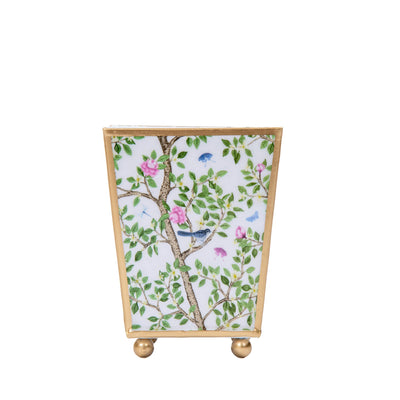 Elsie's Garden Enameled Square Cachepot Planter, Blue & Pink (6-in)