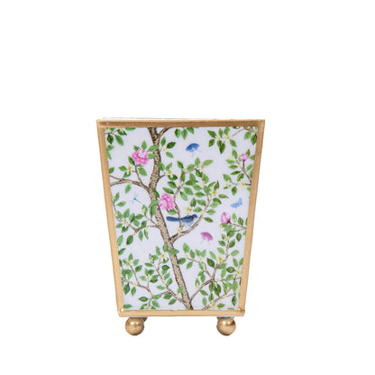 Elsie's Garden Enameled Square Cachepot Planter, Blue & Pink (6-in)