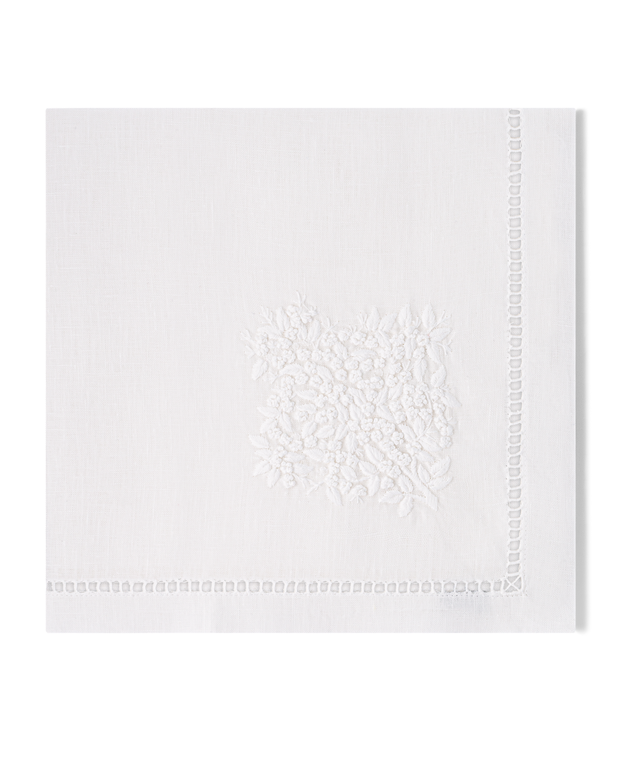 Linen Dinner Napkin, White on Taupe
