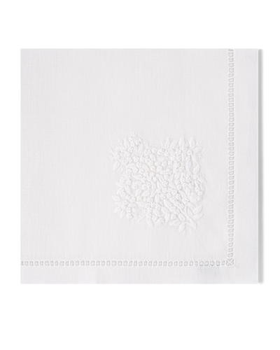 Linen Dinner Napkin, White on Taupe