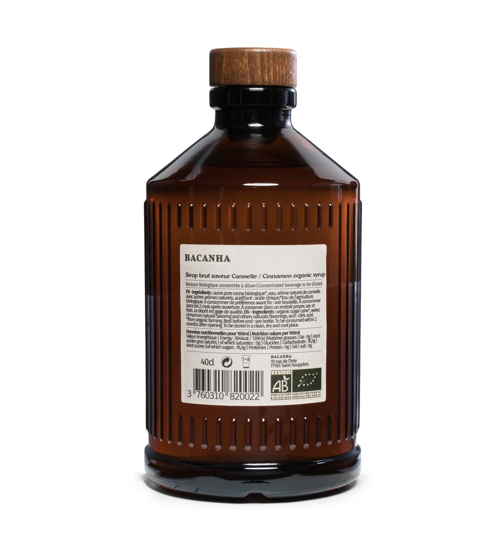 Organic Cinnamon Syrup - Bacanha France (13.5oz / 400ml)