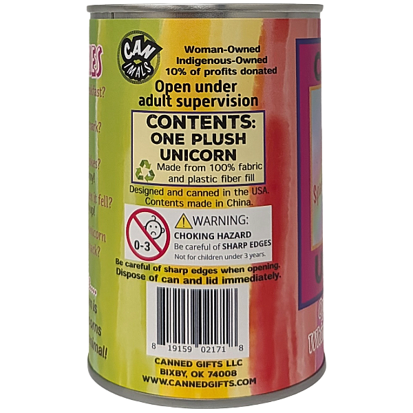 Sparkles the Canned Rainbow Unicorn, Foil Lid