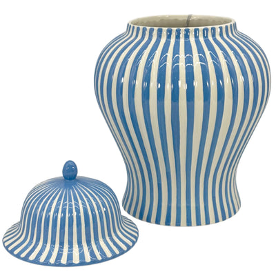 Blue & White Candy Cane Striped Ceramic Vase, 18in
