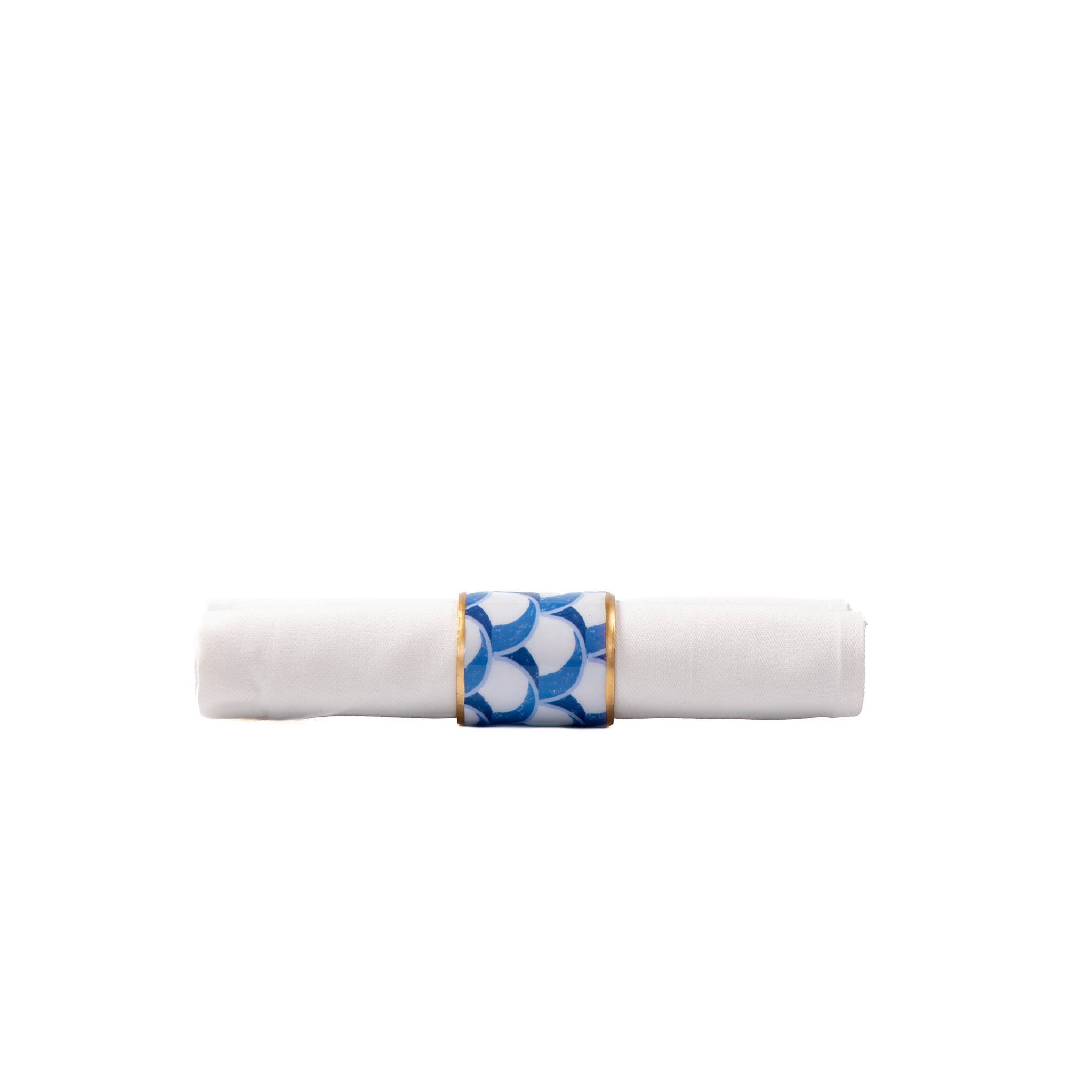 Scales Enameled Napkin Ring, Blue (Set of 4)