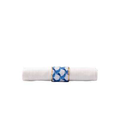 Scales Enameled Napkin Ring, Blue (Set of 4)