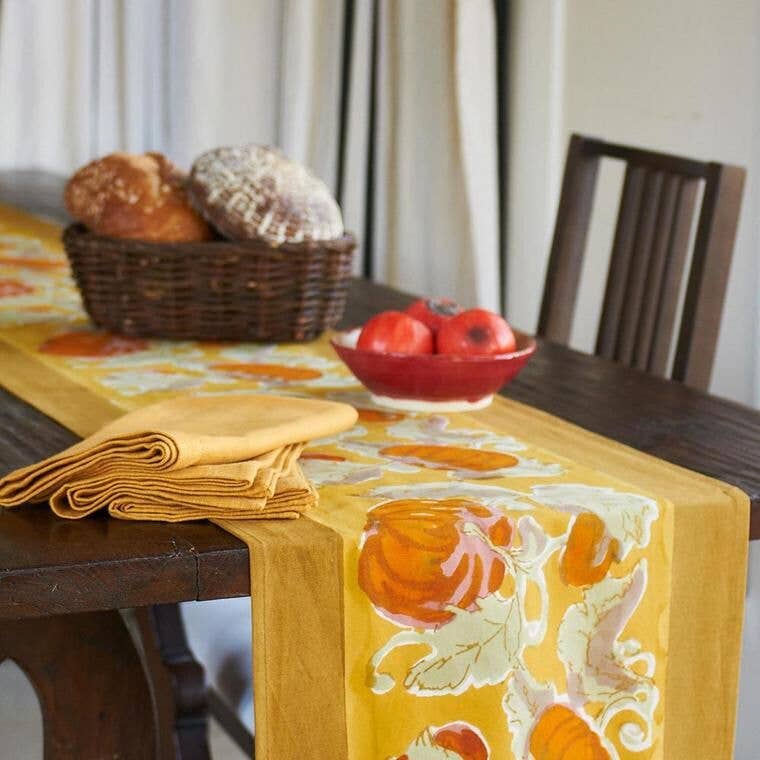 Table Runner Pumpkin Orange & Mustard - Couleur Nature Paris (16in x 72in)