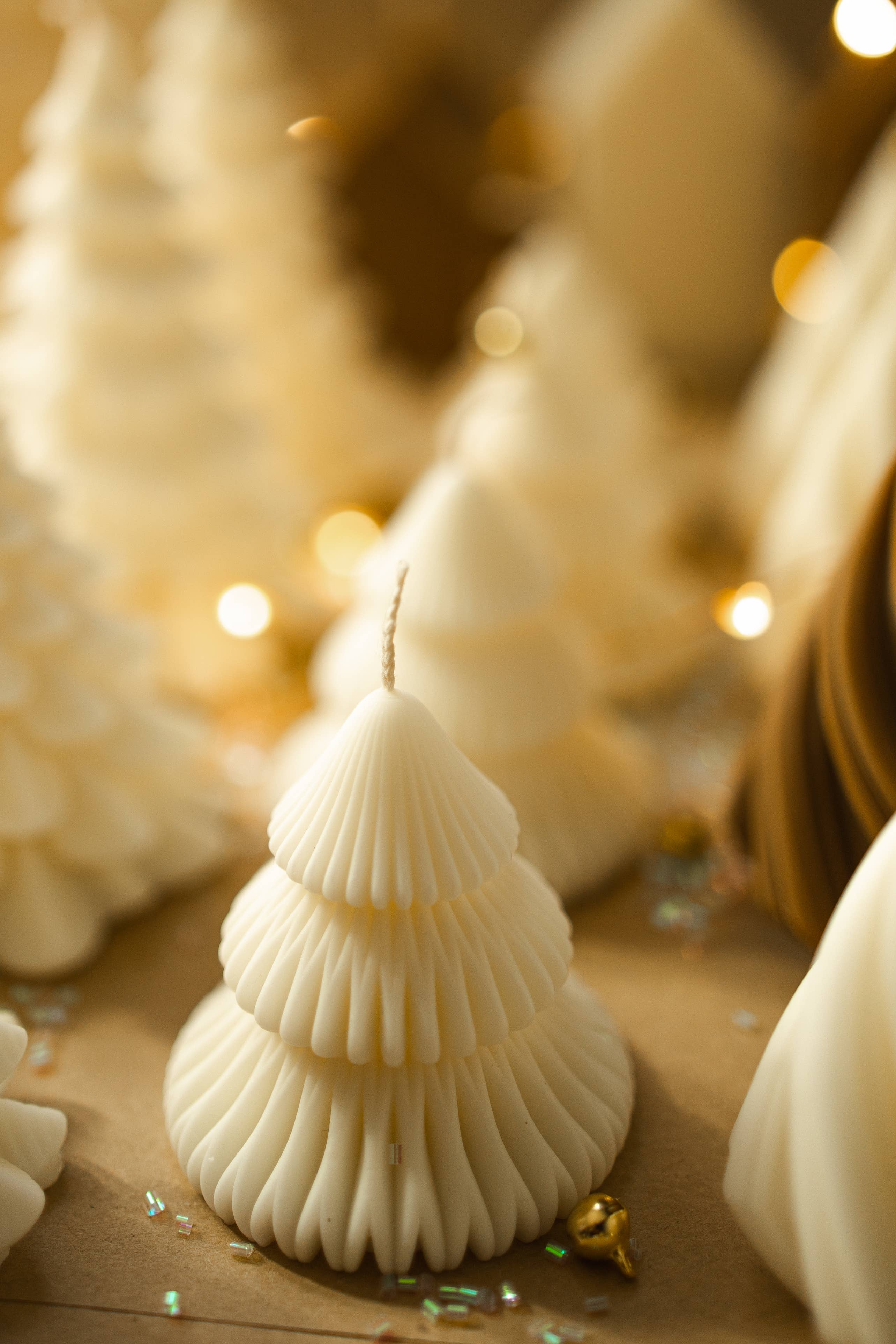 Green Ruffle Christmas Tree Candles Gift Box (Unscented)