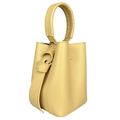 Camel Mini Bucket Bag, Leather