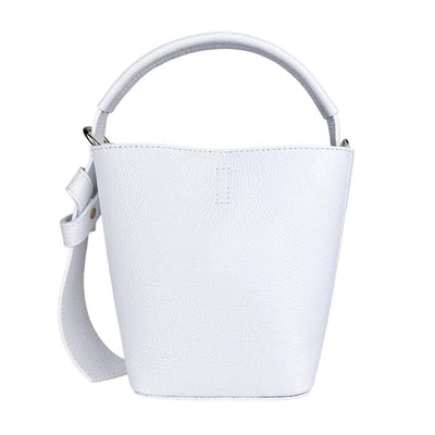 White Mini Bucket Bag, Leather
