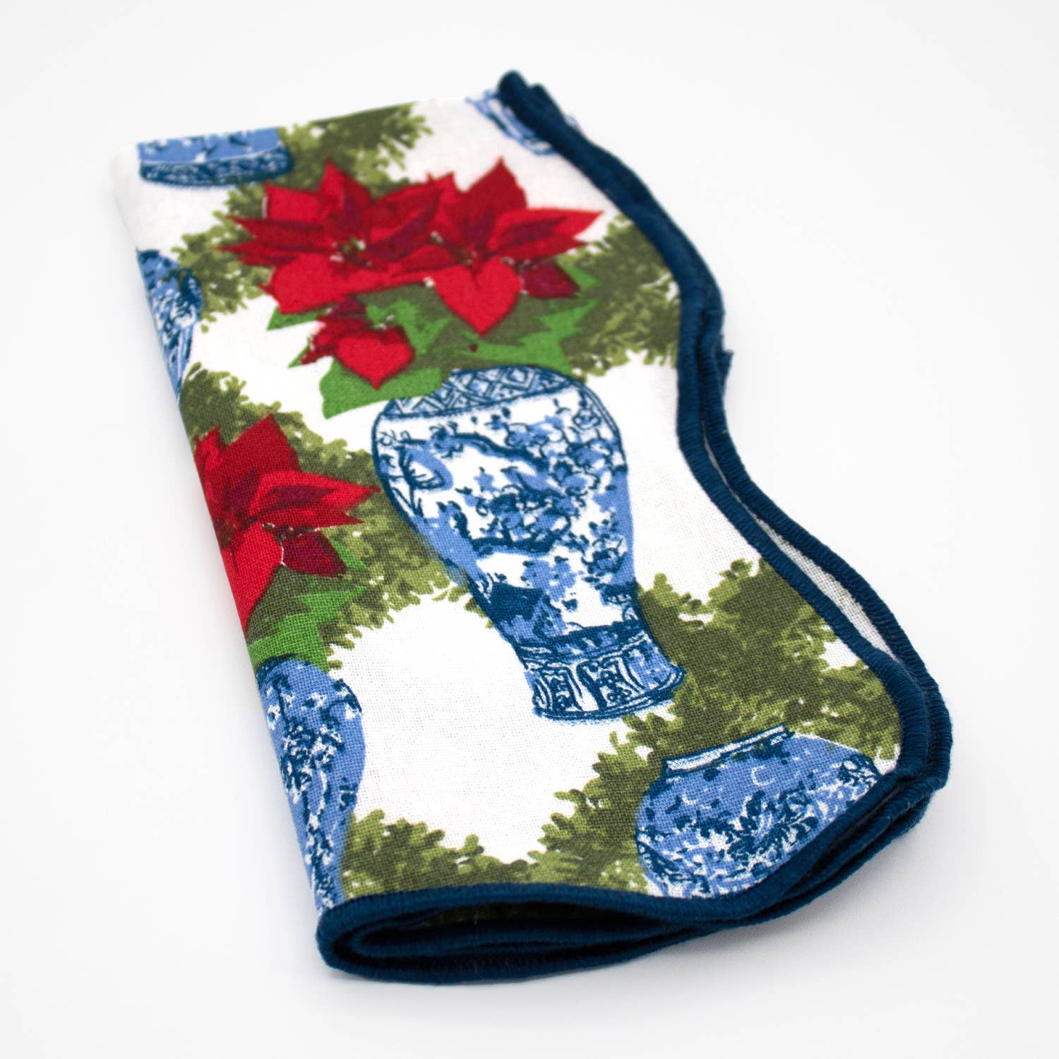 Poinsettias Scalloped Dinner Napkin, Set of 6 (18in sq)