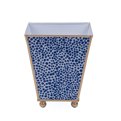 Shagreen Enameled Square Cachepot Planter, Blue & White (6-in)