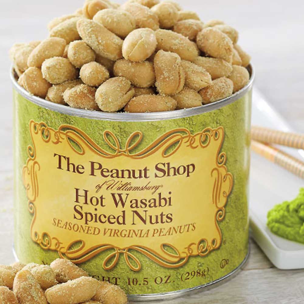 Hot Wasabi Spiced Seasoned Peanuts - The Peanut Shop of Williamsburg (10.5oz / 300g)