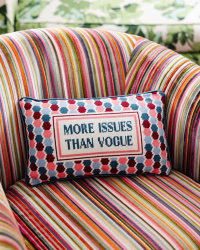 Pillow, 'More Issues' Needlepoint - Furbish Studio (9in x 15in)