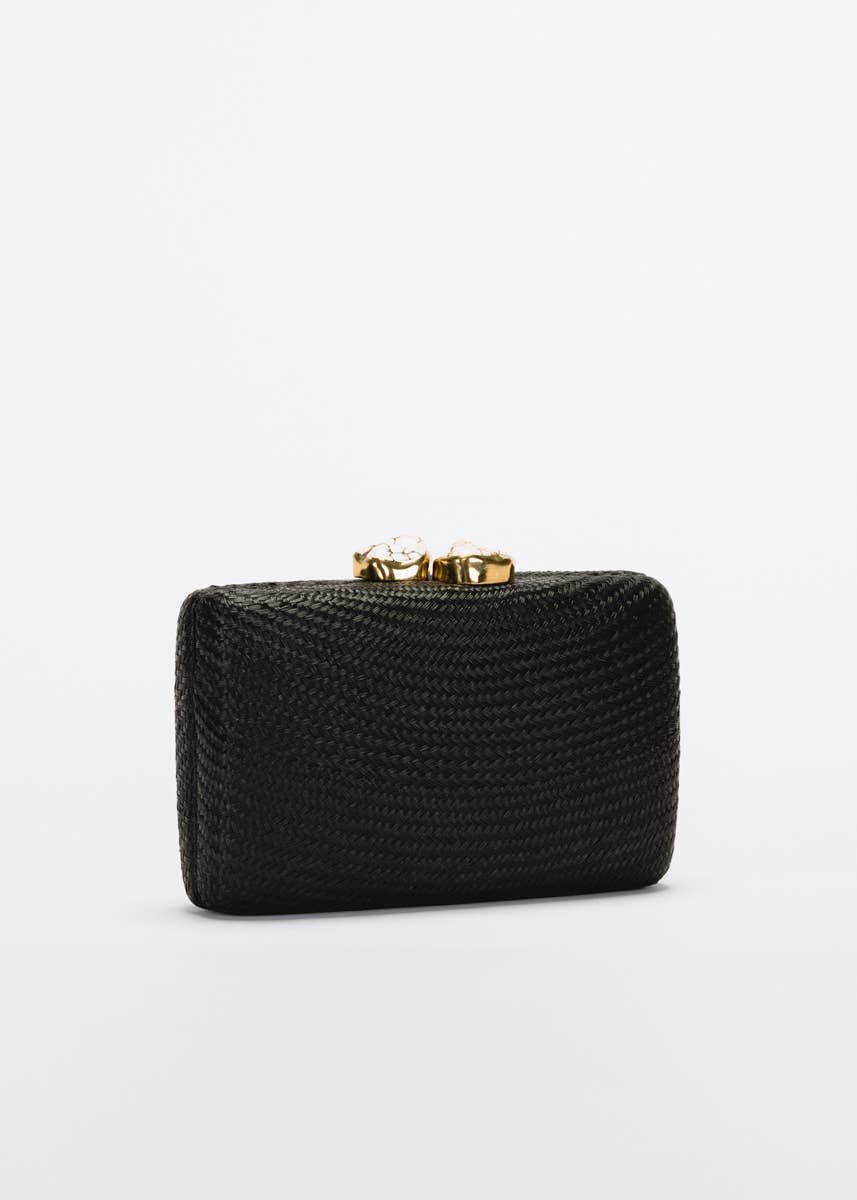 Jen White Stones Clutch, Black - Kayu