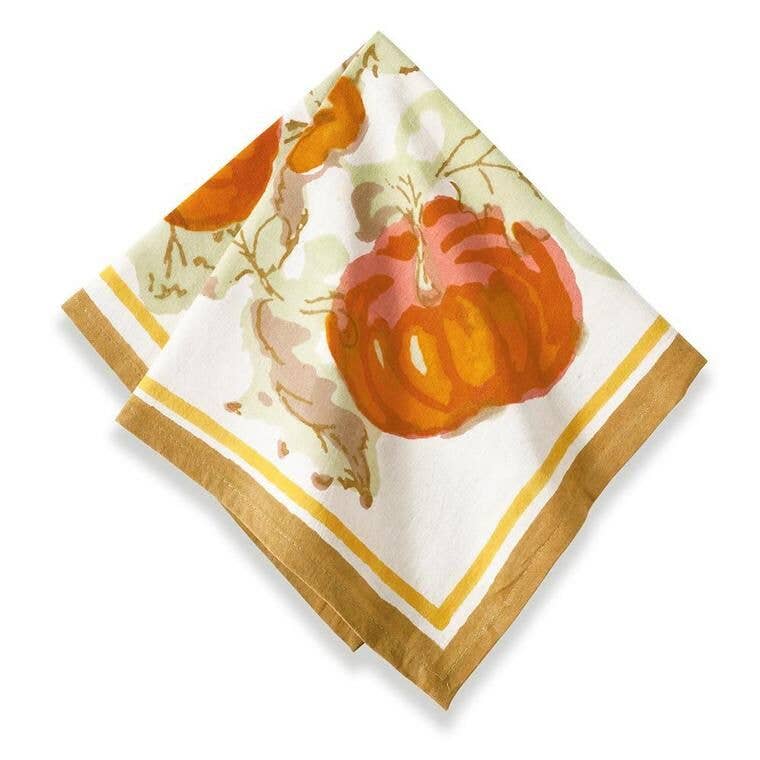 Dinner Napkins, Pumpkin Orange & Mustard (Set of 6) - Couleur Nature Paris (19in sq)