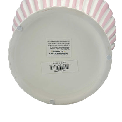 Pink & White Candy Cane Striped Ceramic Vase 18in