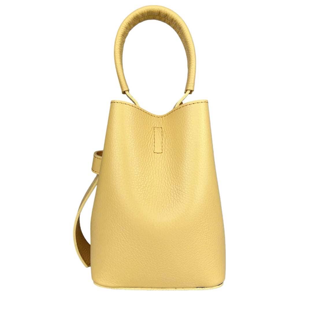 Light Blue Mini Bucket Bag, Leather