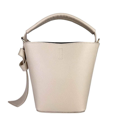 Beige Mini Bucket Bag, Leather