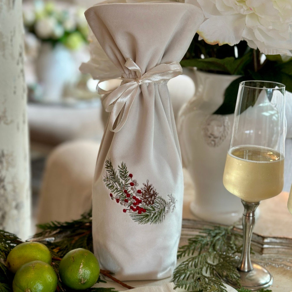 Natale Velvet Wine Bag - Arte Italica