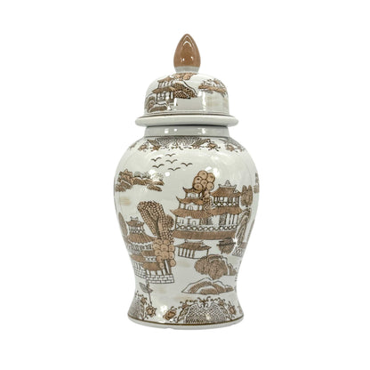 Dark Blue & White Chinoiserie Ginger Jar, 14in