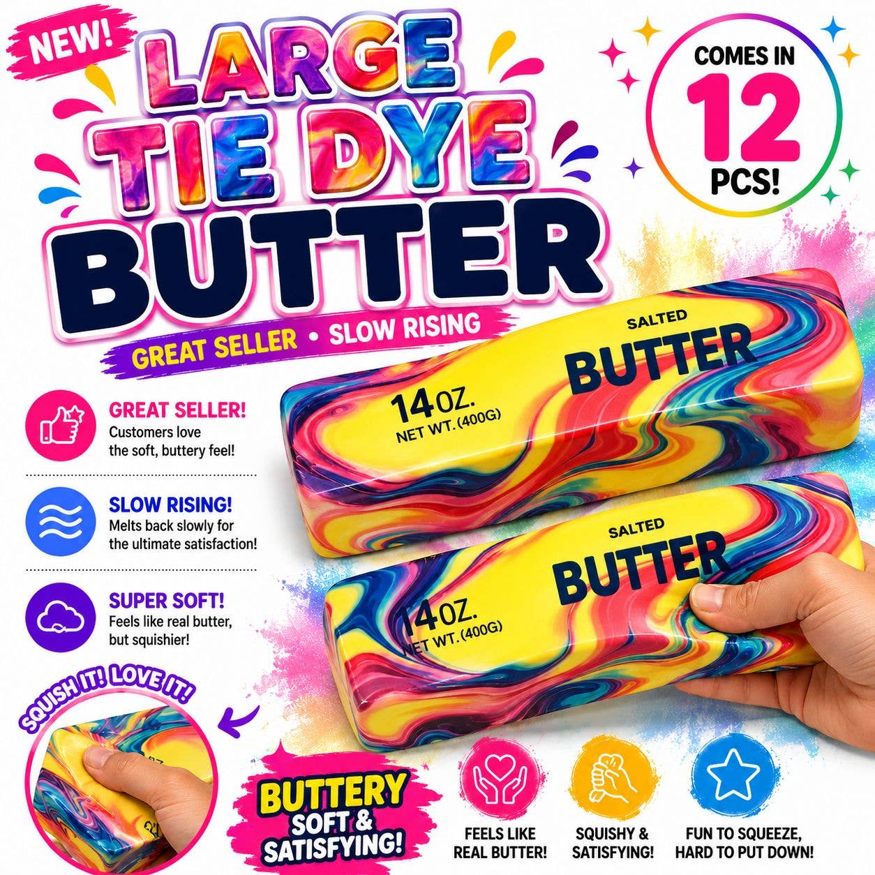 Jumbo Tie-Dye Butter Squishy