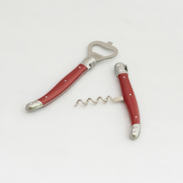 Corkscrew & Bottle Opener Set,  Red - Jean Dubost Laguiole
