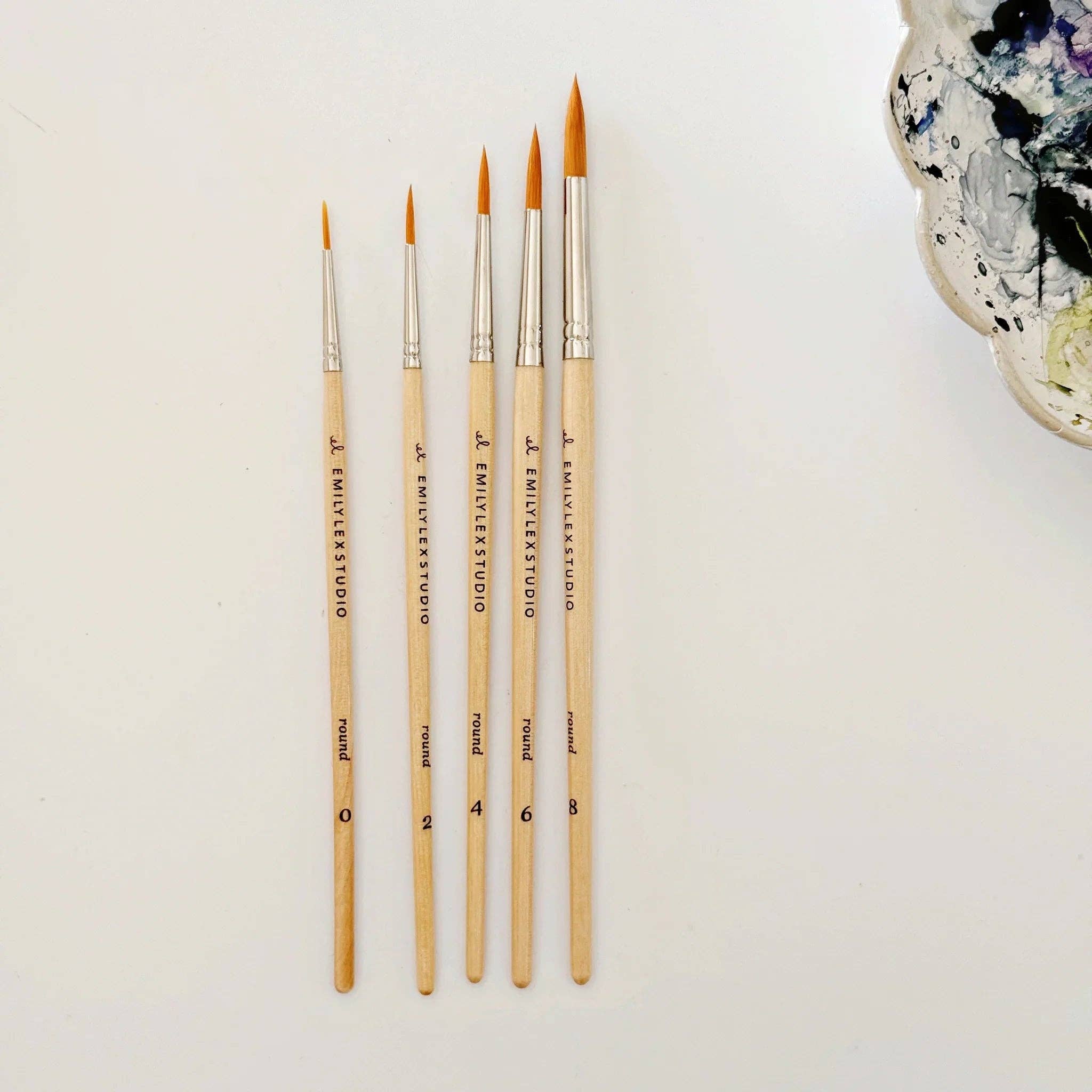 Watercolor Paintbrush, Set of 5 Wood Brushes