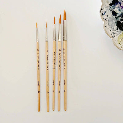Watercolor Paintbrush, Set of 5 Wood Brushes