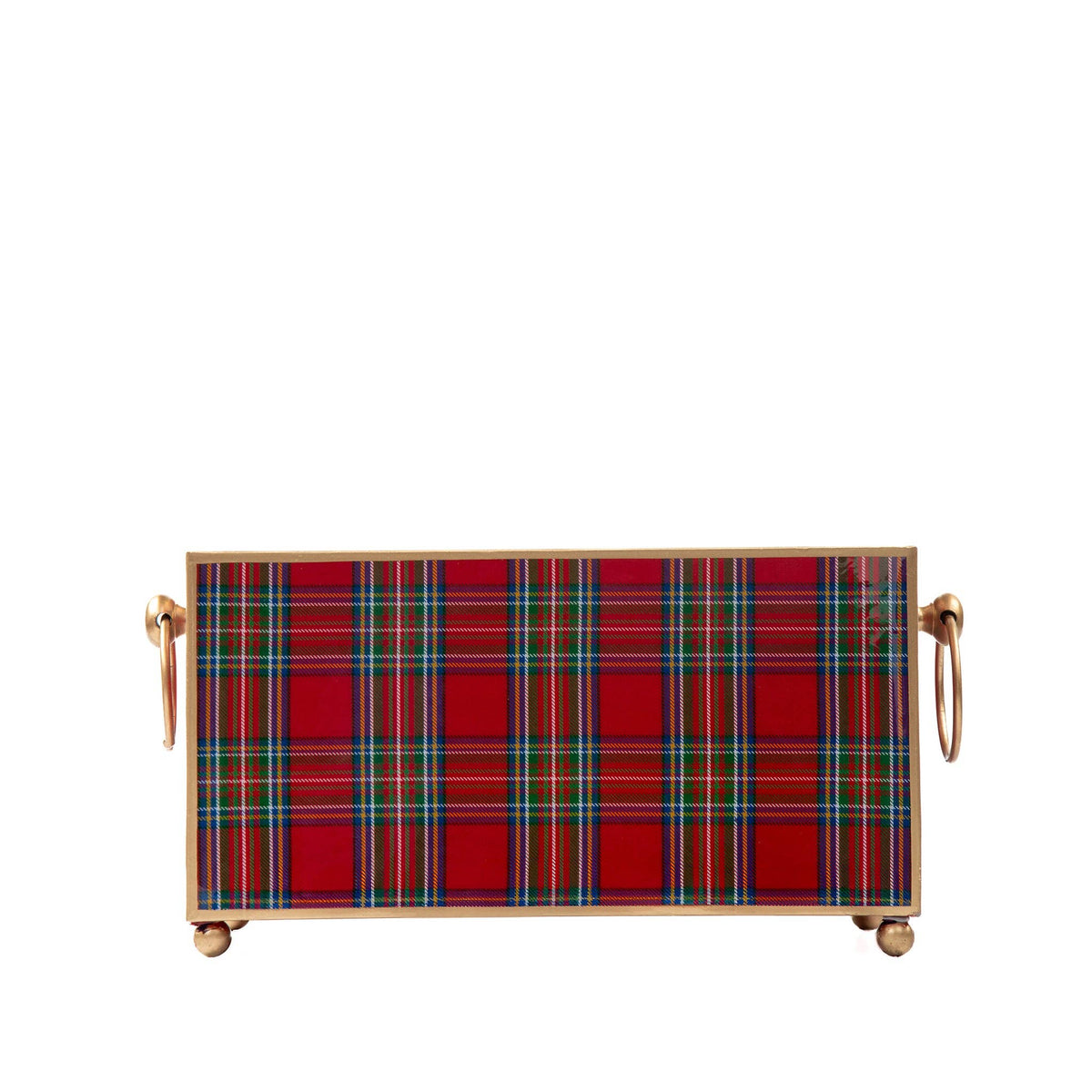Cachepot, Tartan Plaid Enameled Rectangular Planter - Jaye's Studio (6in x 12in)