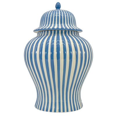 Blue & White Candy Cane Striped Ceramic Vase, 18in