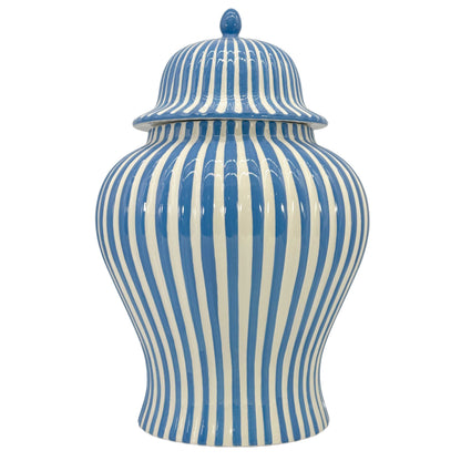 Blue & White Candy Cane Striped Ceramic Vase, 18in