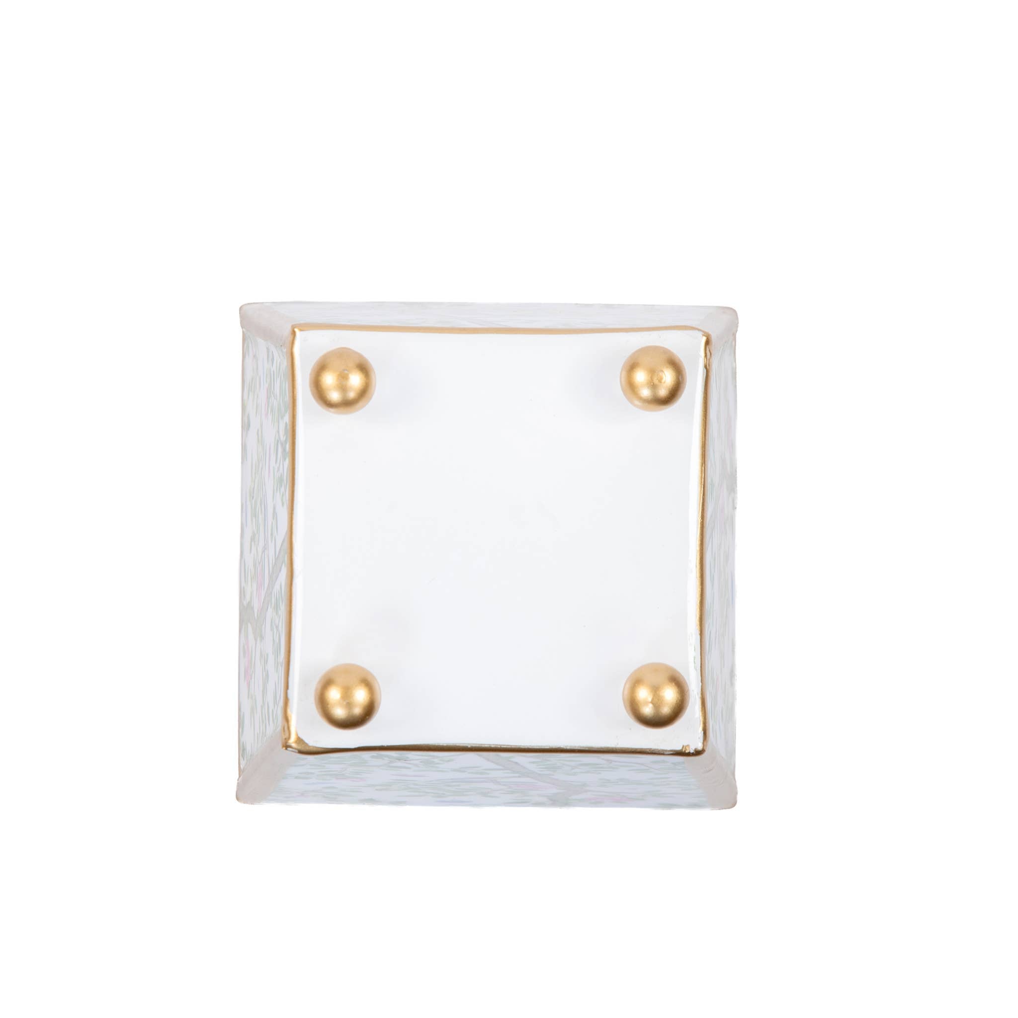 Elsie's Garden Enameled Square Cachepot Planter, Blue & Pink (6-in)