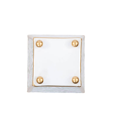 Elsie's Garden Enameled Square Cachepot Planter, Blue & Pink (6-in)