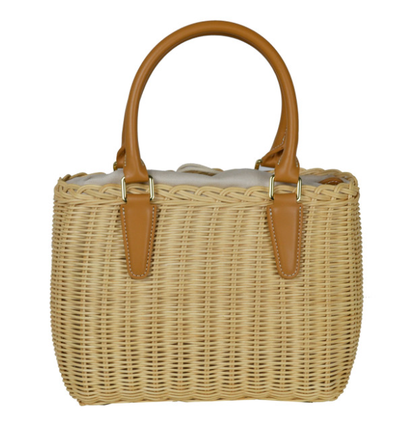 Beige Italian Paglia Lined Beach Basket Bag