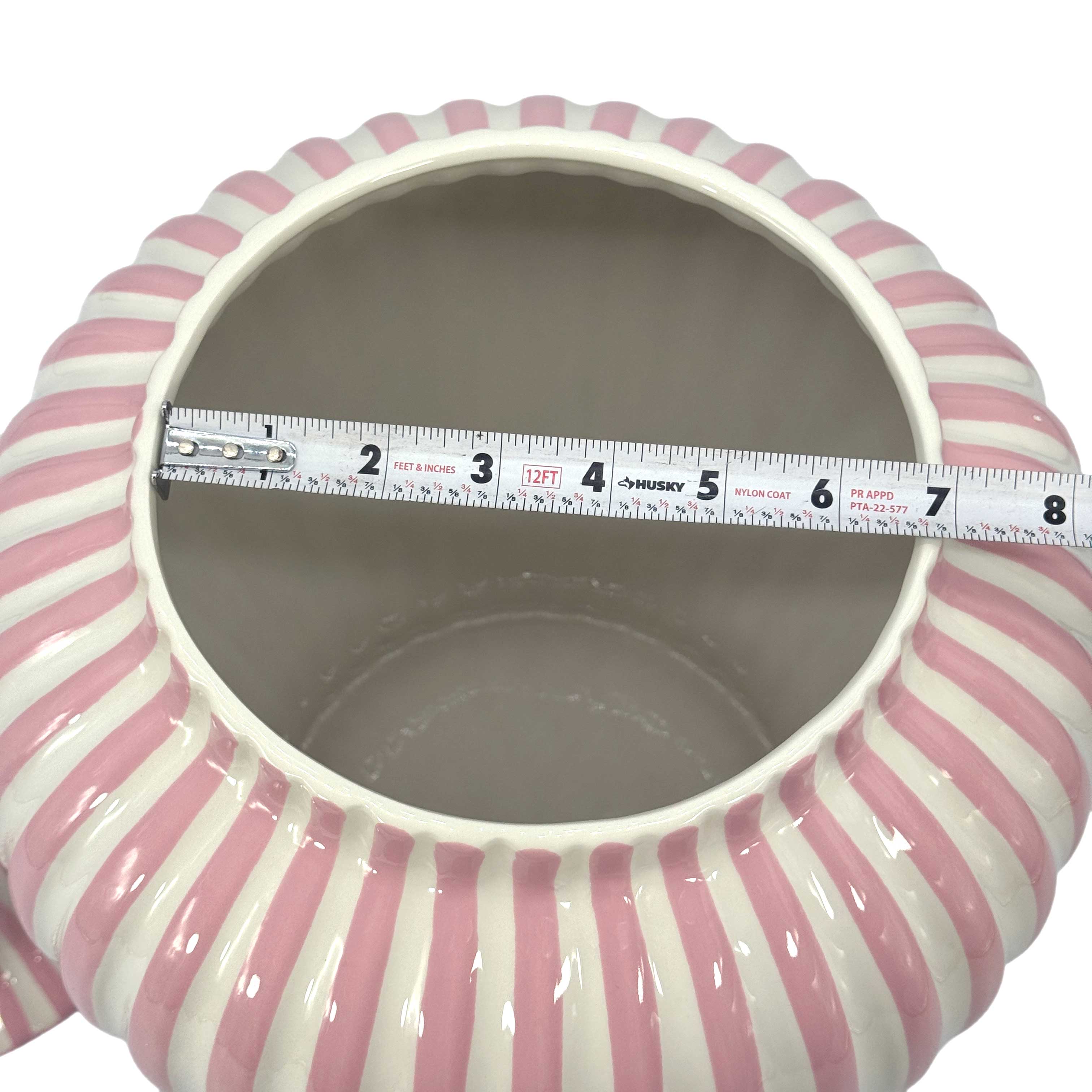 Pink & White Candy Cane Striped Ceramic Vase 18in