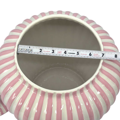 Pink & White Candy Cane Striped Ceramic Vase 18in