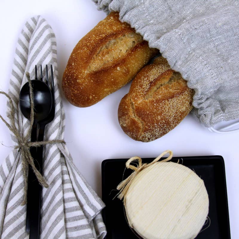 Natural Linen Bread Bag, Stonewashed