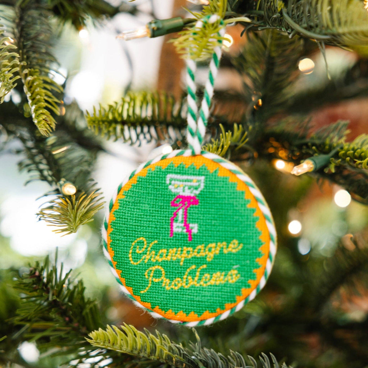 Champagne Problems Needlepoint Ornament - Furbish Studios