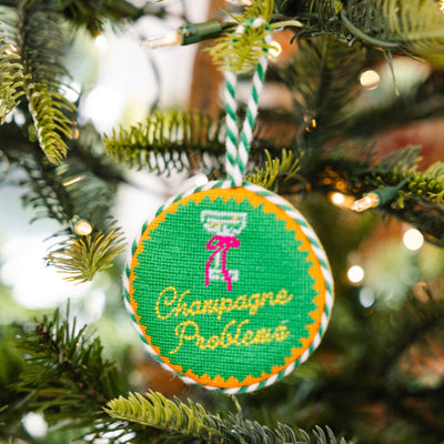 Champagne Problems Needlepoint Ornament - Furbish Studios