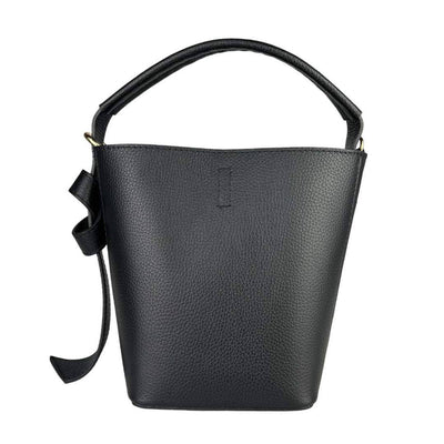 Black Mini Bucket Bag, Leather (Made in Italy)