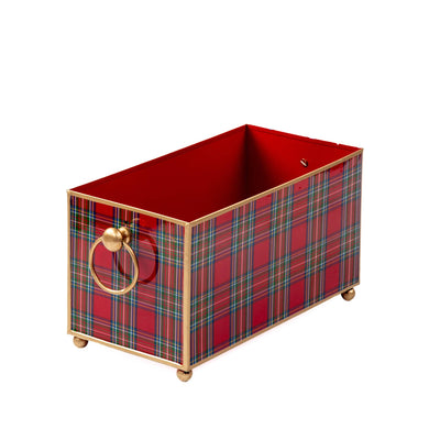 Cachepot, Tartan Plaid Enameled Rectangular Planter - Jaye's Studio (6in x 12in)