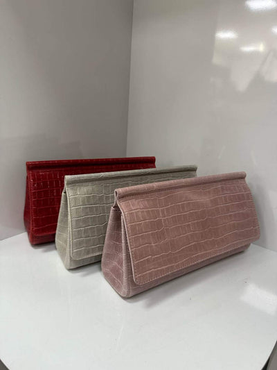 Luana Clutch Bag, Verde Sabbia (Made in Italy)