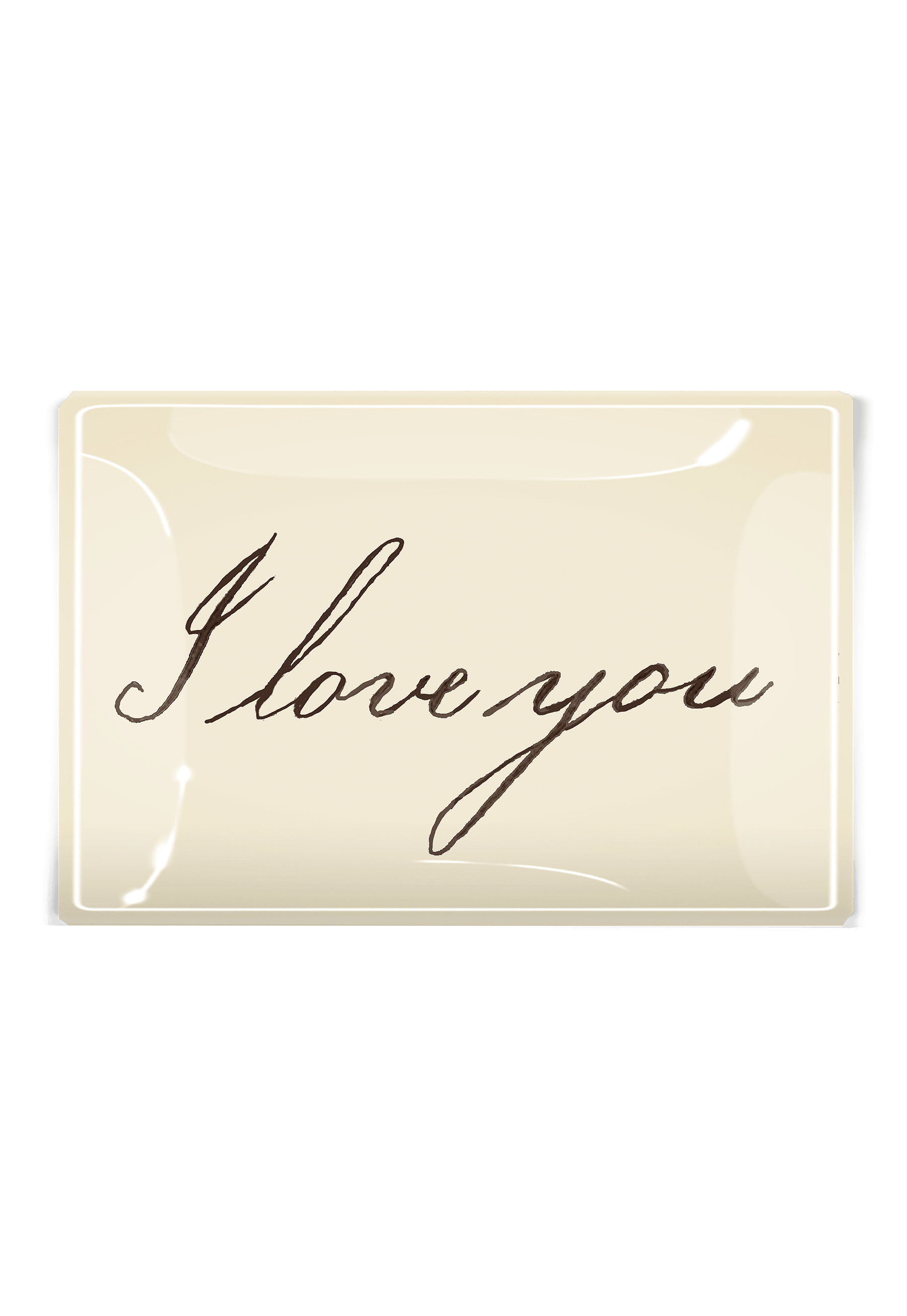 I Love You Script Decoupage Glass Tray - Ben's Garden (4in x 6in)