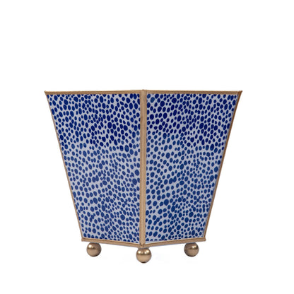 Shagreen Enameled Square Cachepot Planter, Blue & White (6-in)