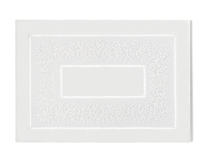 Linen Placemat, White on Taupe