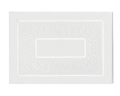 Linen Placemat, White on Taupe