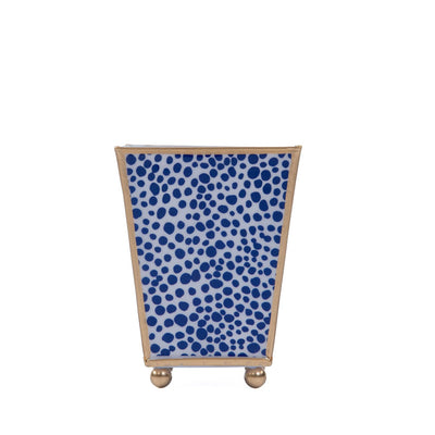 Shagreen Enameled Square Cachepot Planter, Blue & White (6-in)