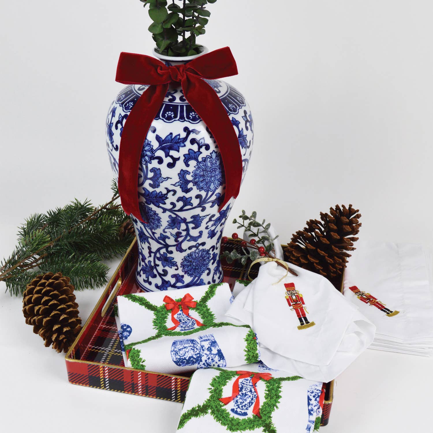 Red Plaid Square Tray - Thumbnail 3