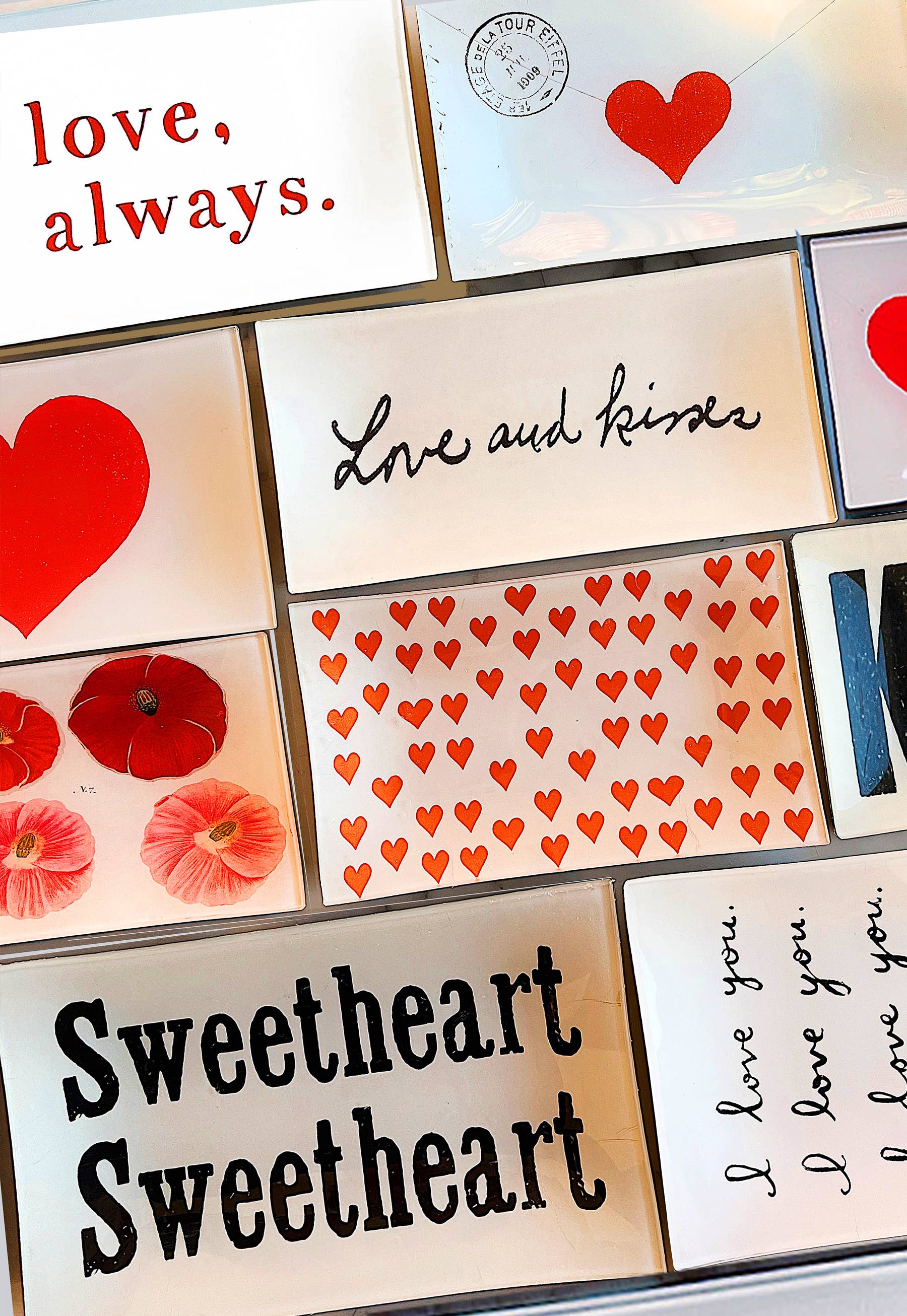 A Thousand Hearts Decoupage Glass Tray - Ben's Garden (4in x 6in)