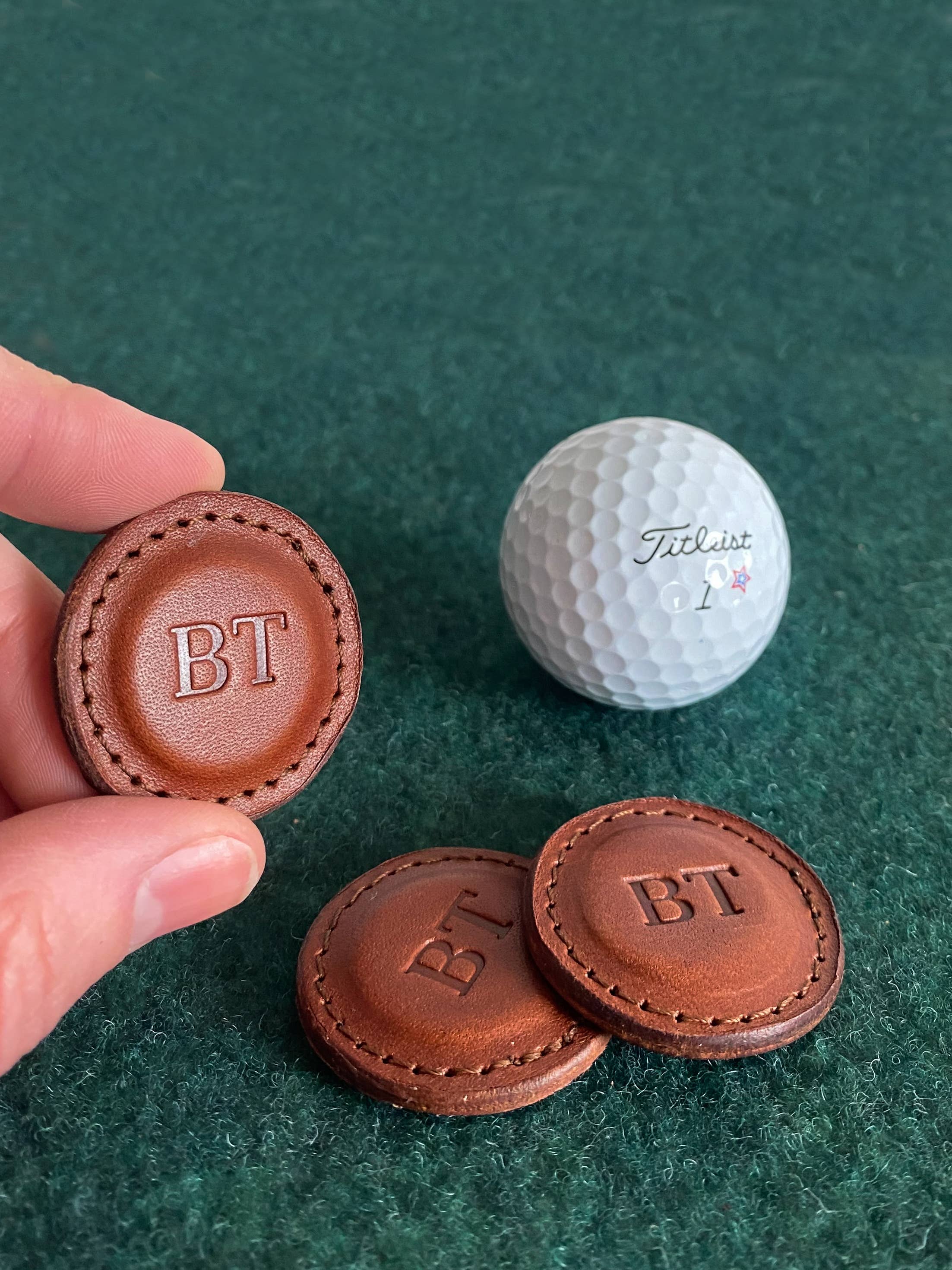 Golf Ball Markers, 'OST' Embossed, Tan (Set of 2)